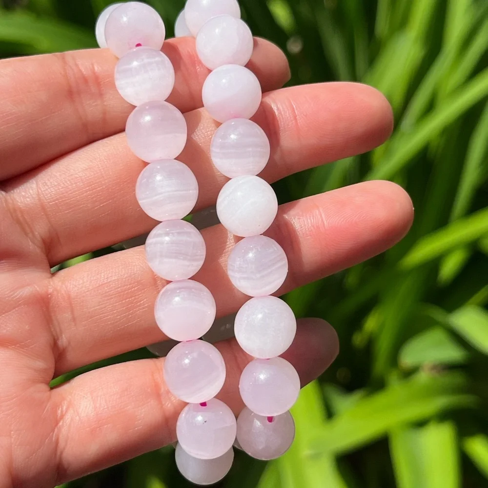 10mm stretchable banded pink‎ calcite bracelet